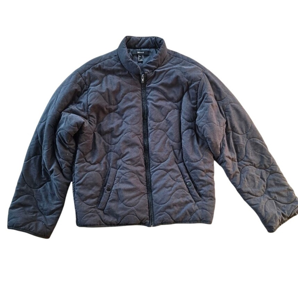 Forever 21 Quilted Bomber Jacket‎ Womens L Black Onion Quilt Zip Up Streetwear